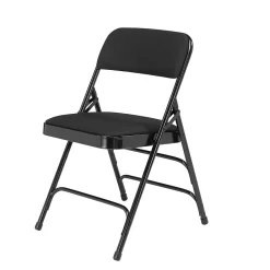 Folding & Stacking*National Public Seating NPS 2300 Series Fabric Padded Triple Brace Double Hinge Premium Folding Chairs, Midnight Black/Black, 4 Pack (2310/4)