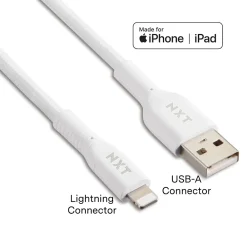 ™ 10 Ft. Braided Lightning to USB Cable, White (NX60463)<NXT Technologies Discount