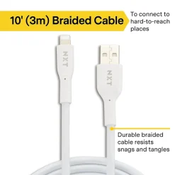 ™ 10 Ft. Braided Lightning to USB Cable, White (NX60463)<NXT Technologies Discount