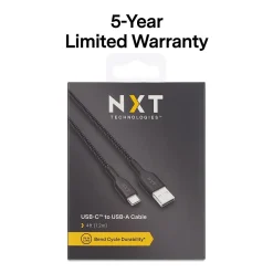 ™ 4 Ft. Braided USB-C to USB-A Cable, Black (NX60473)<NXT Technologies Outlet