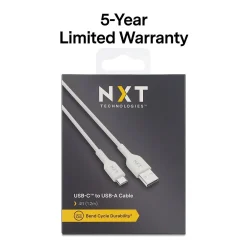 ™ 4 Ft. Braided USB-C to USB-A Cable, White (NX60474)<NXT Technologies Hot