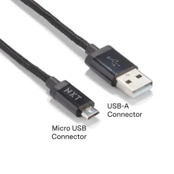 4 Ft. Braided USB-A to Micro-USB Charging Cable for Samsung/Android, Black (NX54334)<NXT Technologies Sale