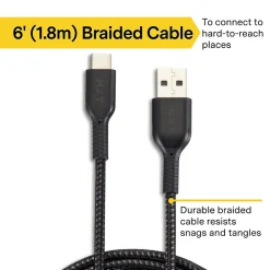 ™ 6 Ft. Braided USB-C to USB-A Cable, Black (NX60471)<NXT Technologies