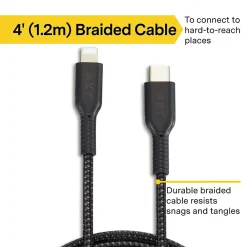 ™ 4 Ft. Braided USB-C to Lightning Cable for iPhone/iPad/iPod touch, Black (LBA020-4BKST)<NXT Technologies Hot