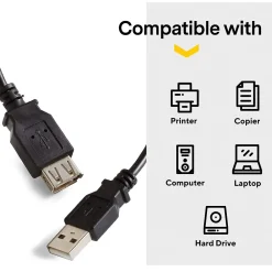 NXT Technologies ™ 6' USB A to USB A Cable, Male to Female, Black (NX29753)