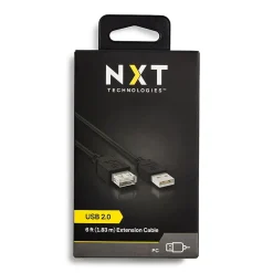 NXT Technologies ™ 6' USB A to USB A Cable, Male to Female, Black (NX29753)