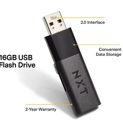 Best NXT Technologies ™ 16GB USB 2.0 Type A Flash Drive, Black, 2/Pack (NX52549-US/CC)