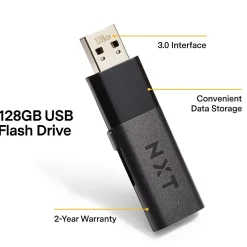 Online NXT Technologies ™ 128GB USB 3.0 Type A Flash Drive, Black (NX27998-US/CC)