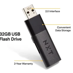 New NXT Technologies ™ 32GB USB 2.0 Type A Flash Drive, Black, 2/Pack (NX52550-US/CC)