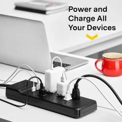 NXT Technologies ™ 12-Outlet Plus USB Surge Protector, 8' Braided Cord, 3900 Joules (NX54319)