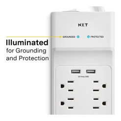 NXT Technologies ™ 10-Outlet Plus USB Surge Protector, 6' Cord, 3000 Joules (NX54318)
