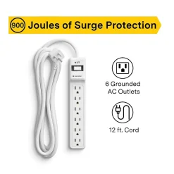 NXT Technologies ™ 6-Outlet Surge Protector, 12' Cord, 900 Joules (NX61425)
