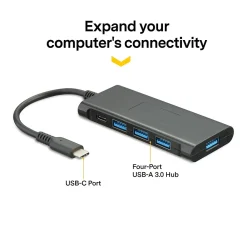 NXT Technologies 4-Port USB-C Hub, Black (NX60398)