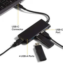 NXT Technologies 4-Port USB-C Hub, Black (NX60398)