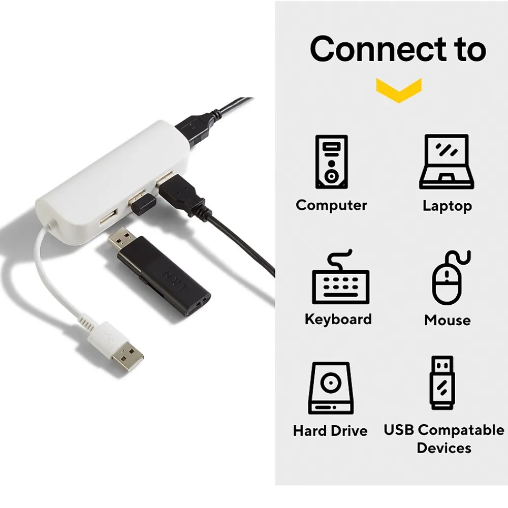 NXT Technologies ™ 4-Port USB 2.0 Hub, White (NX29758)