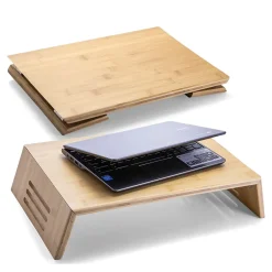 17.5" x 12.4" Bamboo Laptop Risers, Natural Wood Grain (71008)<Officemate Online