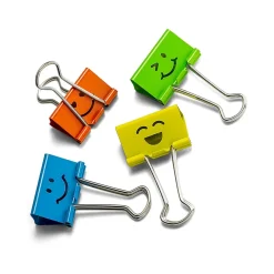Clips & Fasteners|Officemate Smiling Face Medium Binder Clips, Assorted Colors, 36 Clips/Pack (31095)
