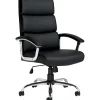 Office Chairs*Offices to go Executive Chair, Luxhide Upholstery, Black, Seat: 21"W x 18"D, Back: 24"H x 19 1/2"W