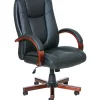 Office Chairs*Offices to go Luxhide Bonded Leather Executive Chair with Wood Arms and Base, Cordovan (OTG11300B)