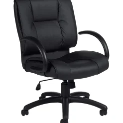 Office Chairs*Offices to go Luxhide Executive Mid-Back Chair, Bonded Leather, Black (OTG2701BL20)