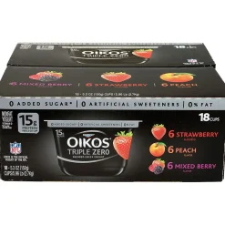 OIKOS Triple Zero Variety Yogurt, 5.3 oz., 18/Pack (01955)