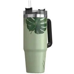 Stainless Steel Double-Walled Vacuum Insulated Tumbler with Straw, 30 oz., Tropical Green (OUTD9218)<Outdoors Professional New