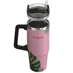Stainless Steel Double-Walled Vacuum Insulated Tumbler with Straw, 30 oz., Tropical Pink (OUTD9225)<Outdoors Professional New