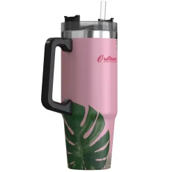Stainless Steel Double-Walled Vacuum Insulated Tumbler with Straw, 30 oz., Tropical Pink (OUTD9225)<Outdoors Professional New
