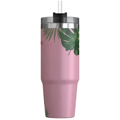 Stainless Steel Double-Walled Vacuum Insulated Tumbler with Straw, 30 oz., Tropical Pink (OUTD9225)<Outdoors Professional New