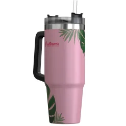 Stainless Steel Double-Walled Vacuum Insulated Tumbler with Straw, 30 oz., Tropical Pink (OUTD9225)<Outdoors Professional New