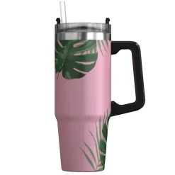 Stainless Steel Double-Walled Vacuum Insulated Tumbler with Straw, 30 oz., Tropical Pink (OUTD9225)<Outdoors Professional New