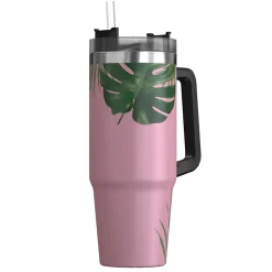 Stainless Steel Double-Walled Vacuum Insulated Tumbler with Straw, 30 oz., Tropical Pink (OUTD9225)<Outdoors Professional New