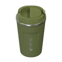 Stainless Steel Double-Walled Vacuum-Insulated Coffee Cup, 12.8 oz., Olive Green (OUTD9423)<Outdoors Professional Hot
