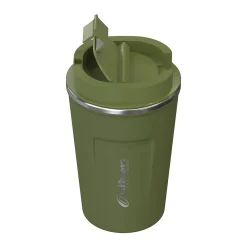 Stainless Steel Double-Walled Vacuum-Insulated Coffee Cup, 12.8 oz., Olive Green (OUTD9423)<Outdoors Professional Hot