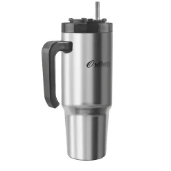 Stainless Steel Double-Walled Vacuum Insulated Tumbler with Straw, 30 oz., Silver (OUTD9034)<Outdoors Professional Hot