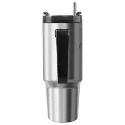Stainless Steel Double-Walled Vacuum Insulated Tumbler with Straw, 30 oz., Silver (OUTD9034)<Outdoors Professional Hot