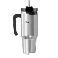 Stainless Steel Double-Walled Vacuum Insulated Tumbler with Straw, 30 oz., Silver (OUTD9034)<Outdoors Professional Hot