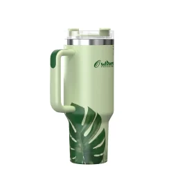 Stainless Steel Double-Walled Vacuum Insulated Tumbler with Straw, 40 oz., Tropical Green (OUTD9232)<Outdoors Professional Online