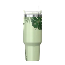 Stainless Steel Double-Walled Vacuum Insulated Tumbler with Straw, 40 oz., Tropical Green (OUTD9232)<Outdoors Professional Online