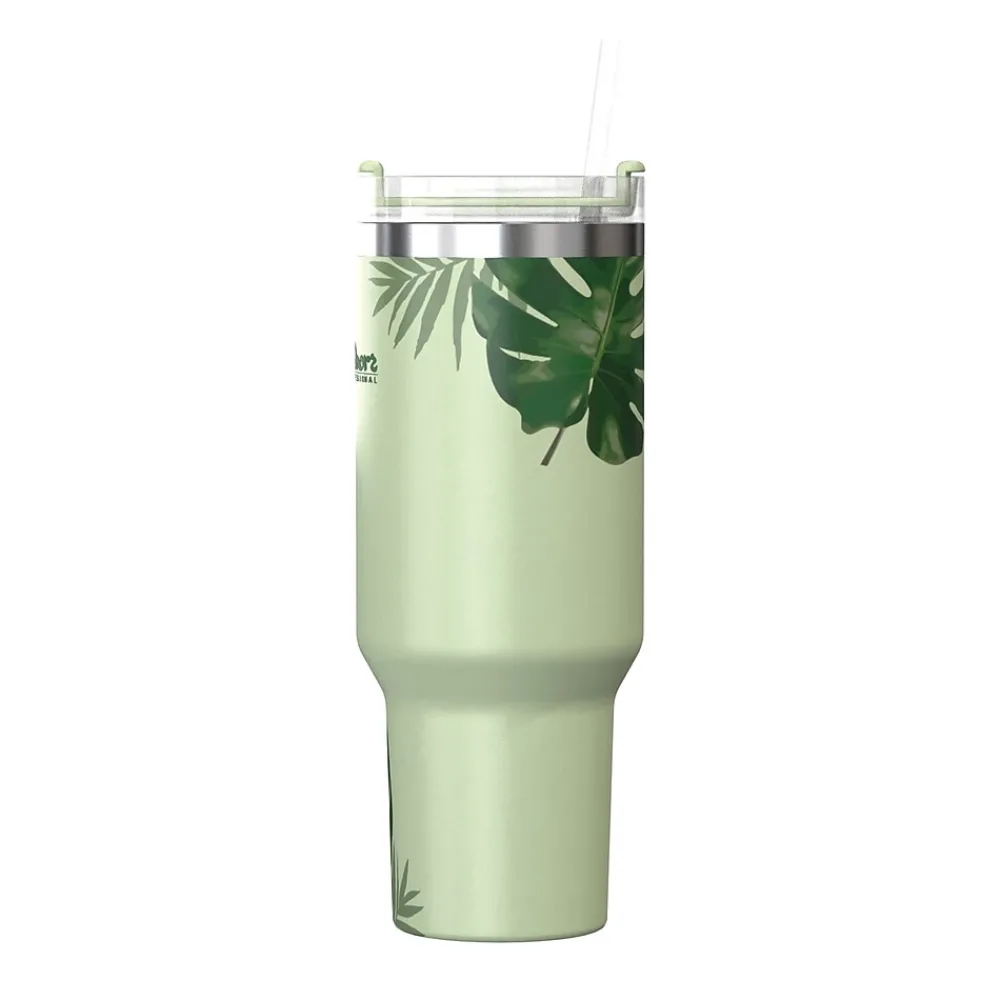 Stainless Steel Double-Walled Vacuum Insulated Tumbler with Straw, 40 oz., Tropical Green (OUTD9232)<Outdoors Professional Online