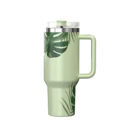 Stainless Steel Double-Walled Vacuum Insulated Tumbler with Straw, 40 oz., Tropical Green (OUTD9232)<Outdoors Professional Online