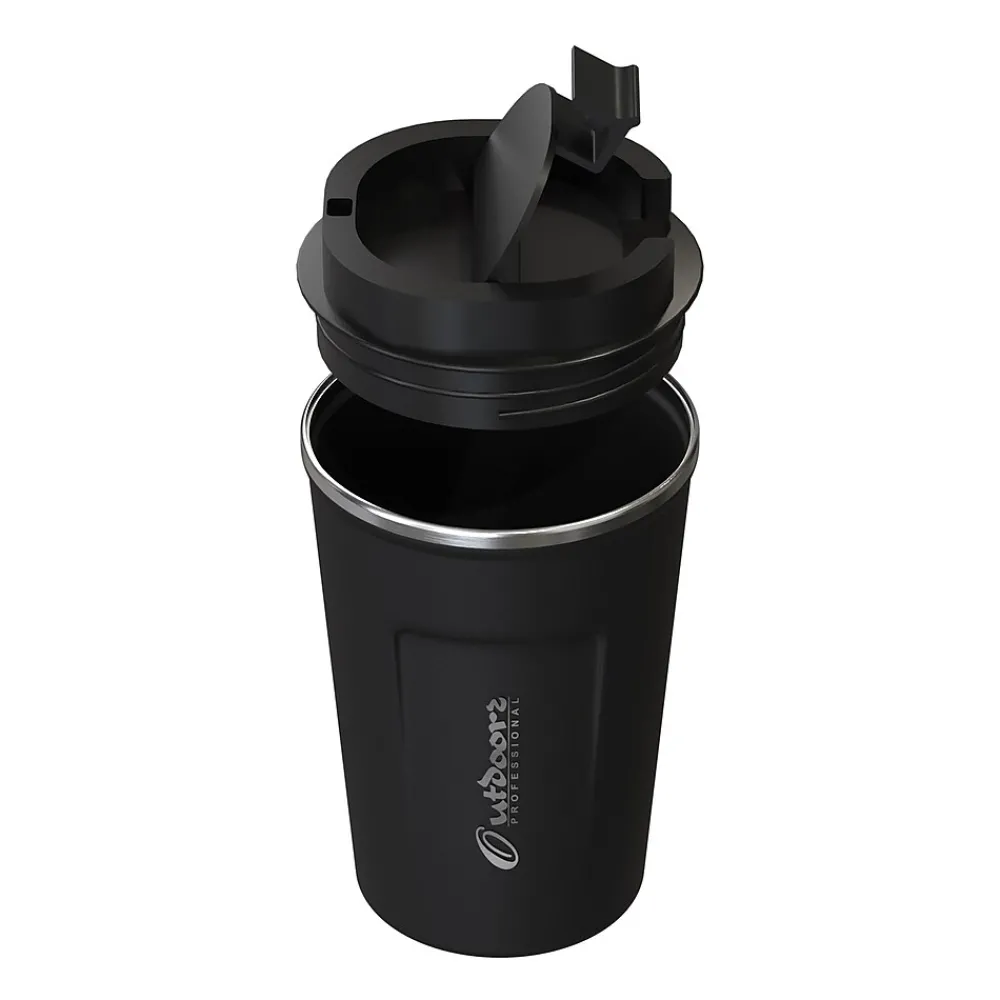 Stainless Steel Double-Walled Vacuum Insulated Coffee Cup, 12.8 oz., Black (OUTD9416)<Outdoors Professional Best