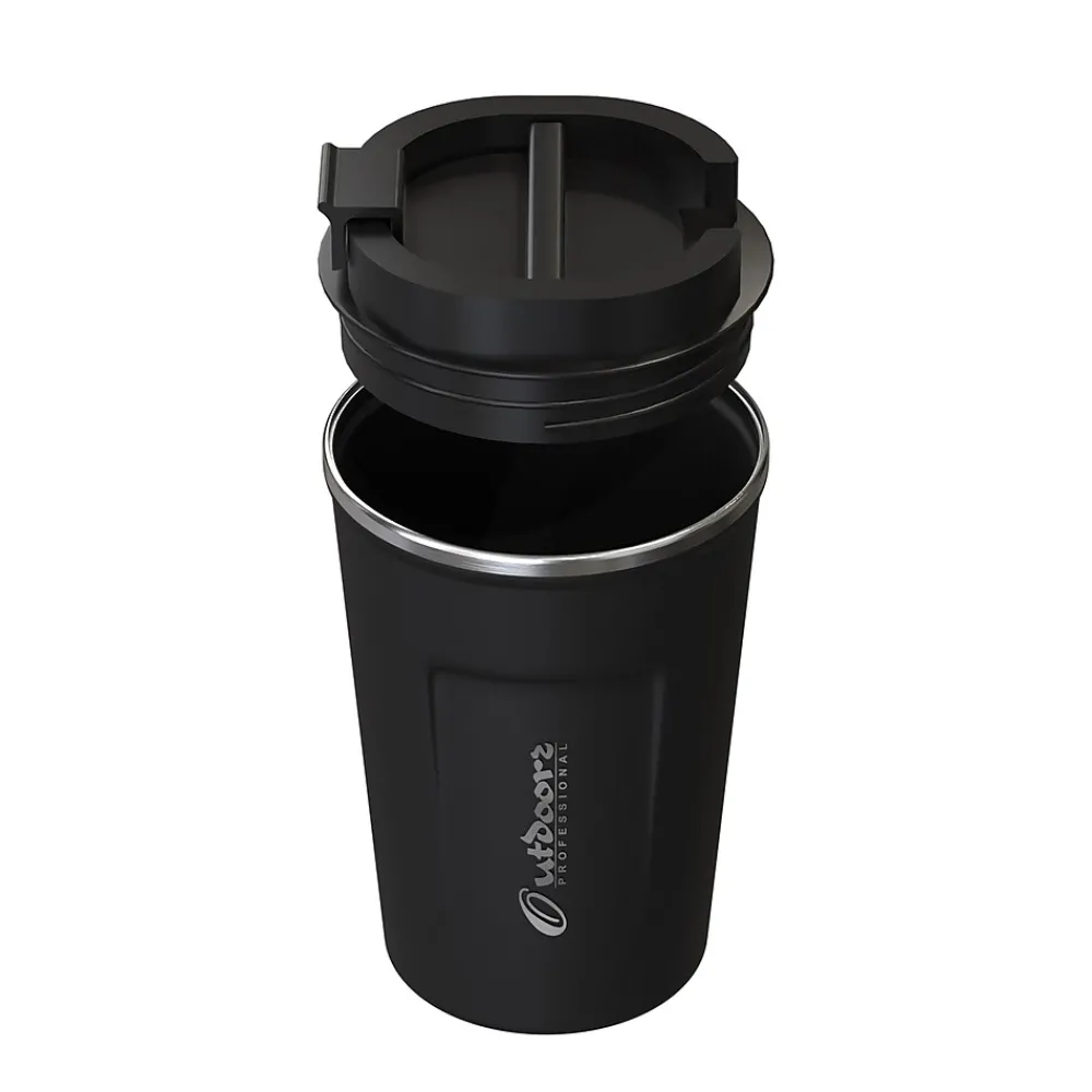Stainless Steel Double-Walled Vacuum Insulated Coffee Cup, 12.8 oz., Black (OUTD9416)<Outdoors Professional Best