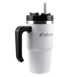 Stainless Steel Double-Walled Vacuum Insulated Tumbler with Straw, 20 oz., White (OUTD6052)<Outdoors Professional Sale