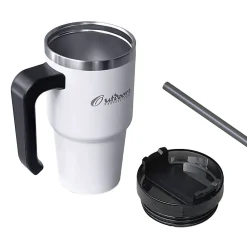 Stainless Steel Double-Walled Vacuum Insulated Tumbler with Straw, 20 oz., White (OUTD6052)<Outdoors Professional Sale