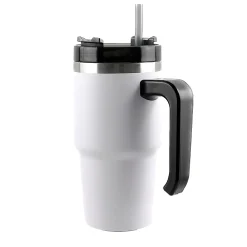 Stainless Steel Double-Walled Vacuum Insulated Tumbler with Straw, 20 oz., White (OUTD6052)<Outdoors Professional Sale