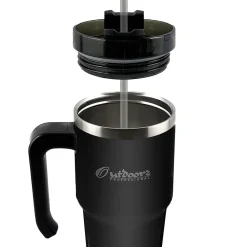 Stainless Steel Double-Walled Vacuum Insulated Tumbler with Straw, 20 oz., Black (OUTD6069)<Outdoors Professional Hot