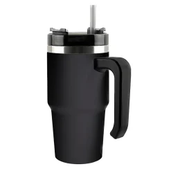 Stainless Steel Double-Walled Vacuum Insulated Tumbler with Straw, 20 oz., Black (OUTD6069)<Outdoors Professional Hot