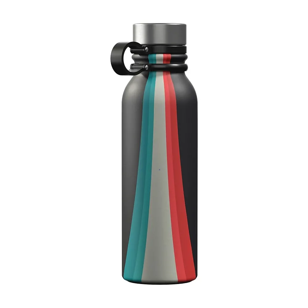 Outdoors Professional Stainless Steel Double-Walled Vacuum-Insulated Travel Bottle, 20 oz., Retro Good Vibes (OUTD9294)