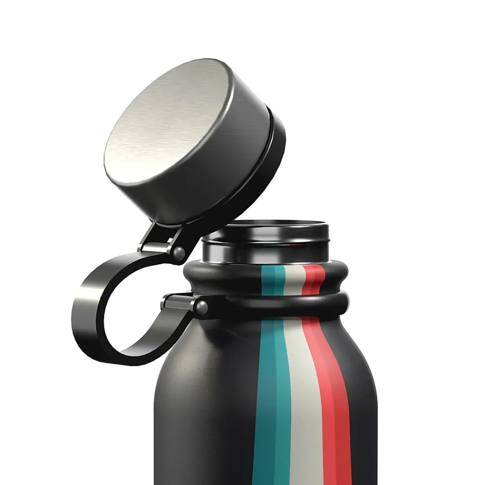 Outdoors Professional Stainless Steel Double-Walled Vacuum-Insulated Travel Bottle, 20 oz., Retro Good Vibes (OUTD9294)